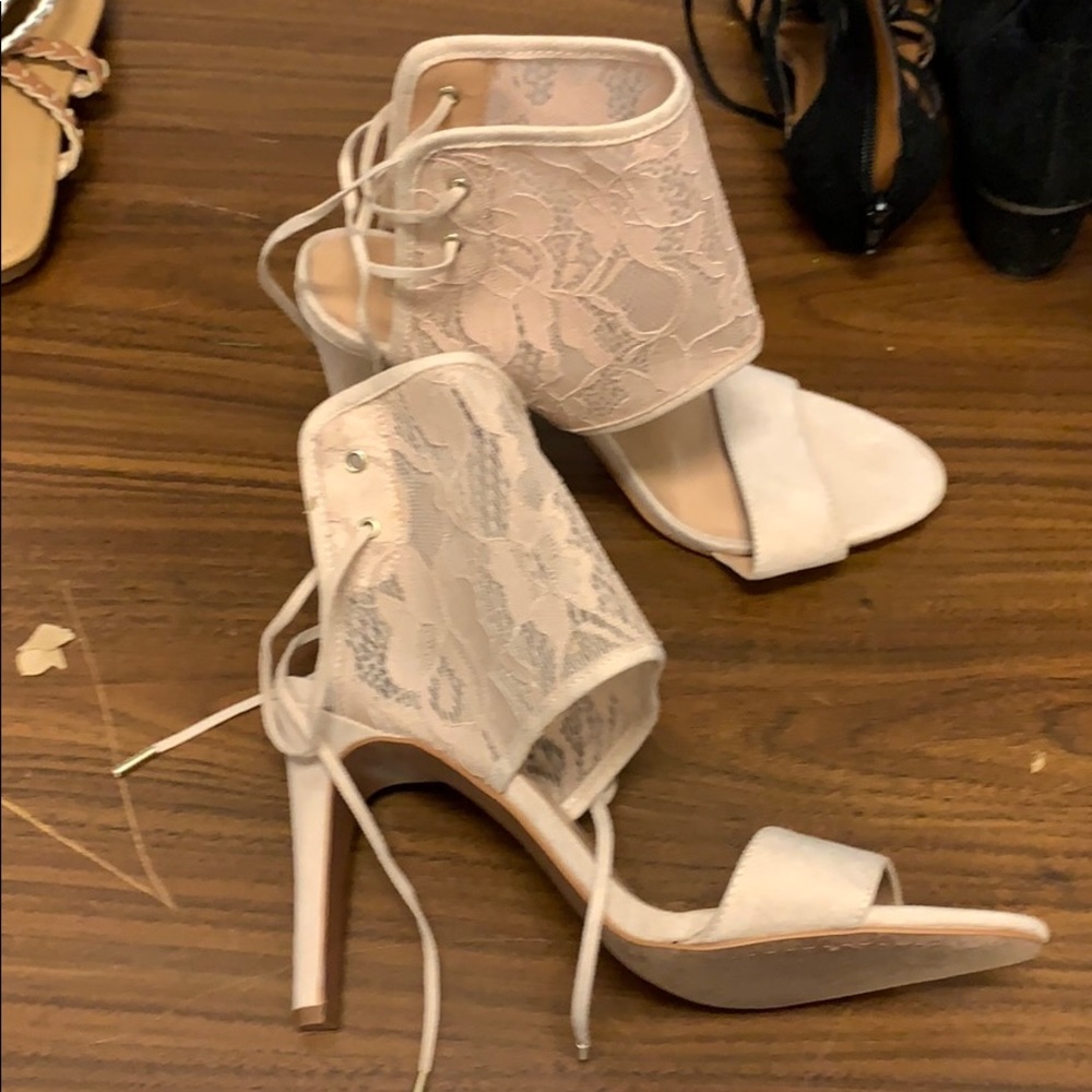 High heel lace sandals